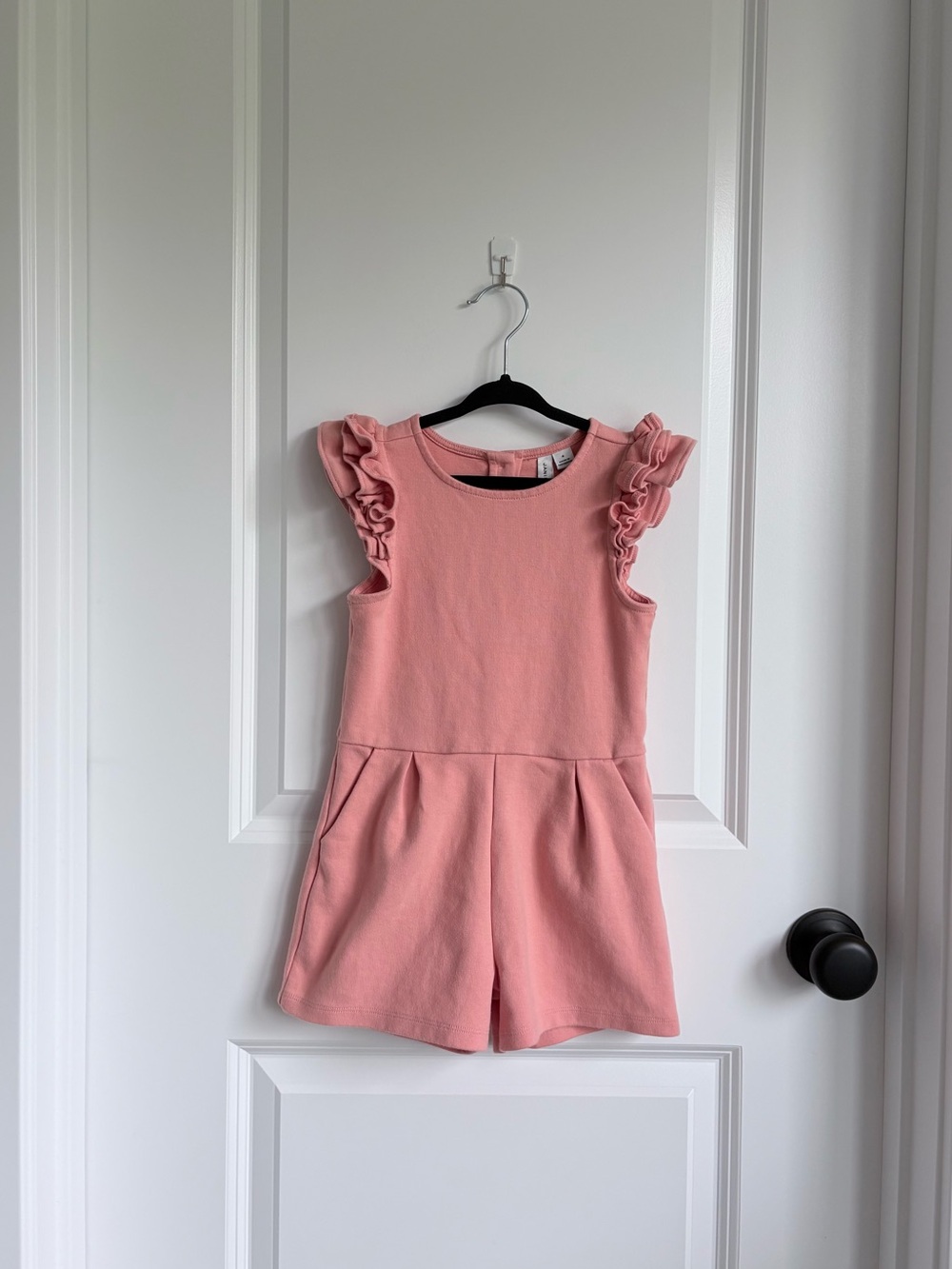 💝Janie and Jack Salmon Pink Ruffle Sleeve Stretch Romper
